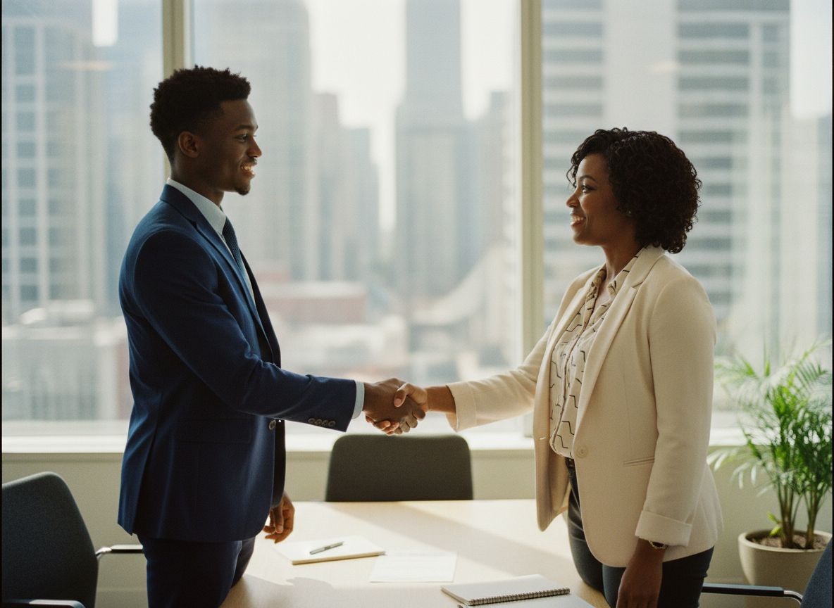 A young Black professional in a job interview